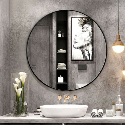 Open Box-Black round wall-mounted mirror - Relaxacare