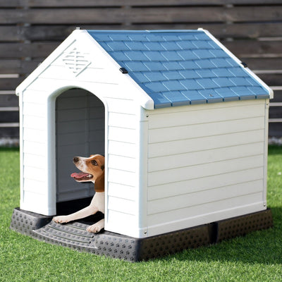 Open Box-Blue plastic dog house - Relaxacare
