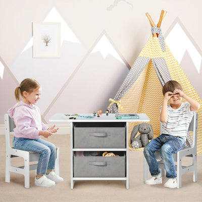 Open Box-Children's one table and two chairs - gray and white (with puzzle) - Relaxacare