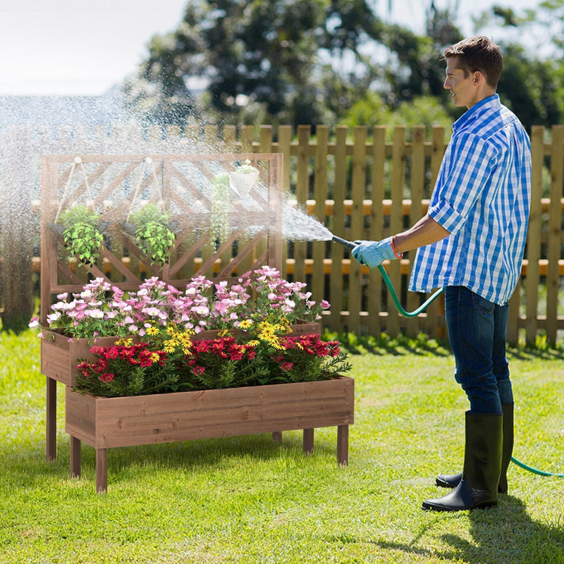 Open Box-Double-layer planter with net rack (brown) - Relaxacare