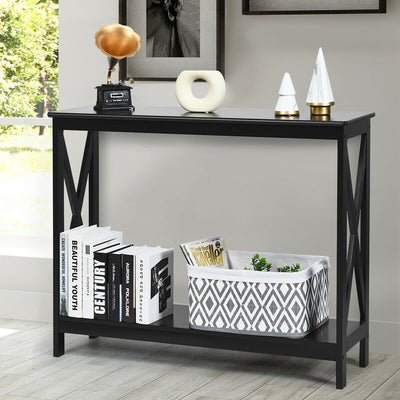 Open Box-Long side table (two-layer-black) - Relaxacare
