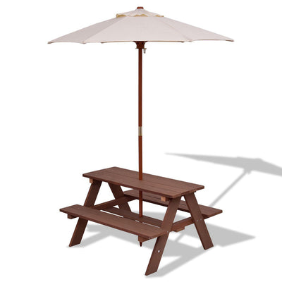 Outdoor 4-Seat Kid's Picnic Table Bench with Umbrella - Relaxacare