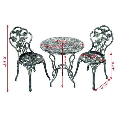 Outdoor Cast Aluminum Patio Furniture Set with Rose Design - Relaxacare