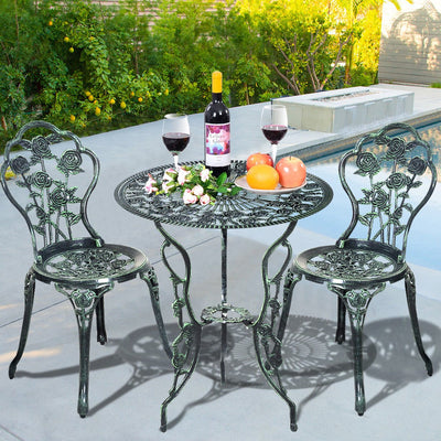 Outdoor Cast Aluminum Patio Furniture Set with Rose Design - Relaxacare