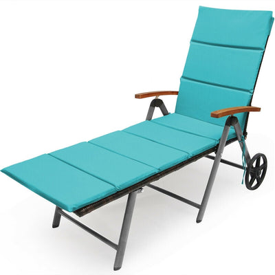 Outdoor Chaise Lounge Chair Rattan Lounger Recliner Chair-Turquoise - Relaxacare