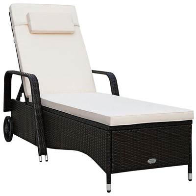 Outdoor Cushioned Wicker Chaise Lounger with Adjustable Backrest - Relaxacare