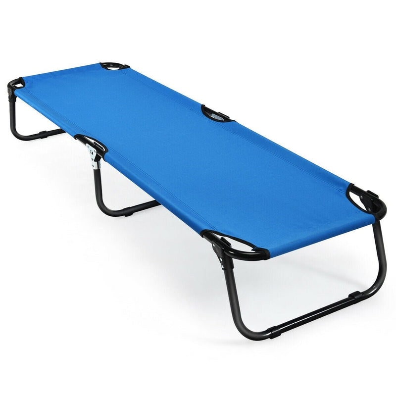 Outdoor Folding Camping Bed for Sleeping Hiking Travel-Blue - Relaxacare