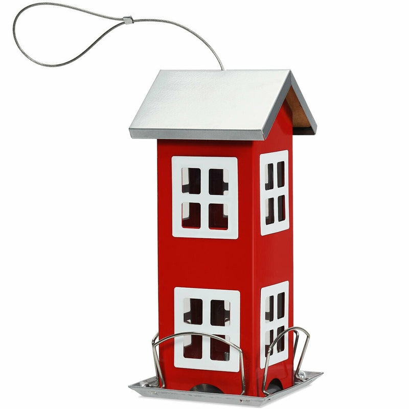 Outdoor Garden Yard Wild Bird Feeder Weatherproof House-Red - Relaxacare