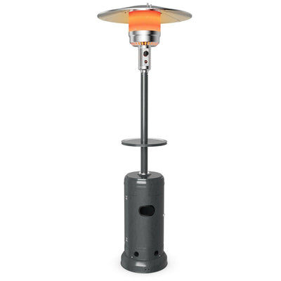 Outdoor Heater Propane Standing LP Gas Steel with Table & Wheels-Gray - Relaxacare