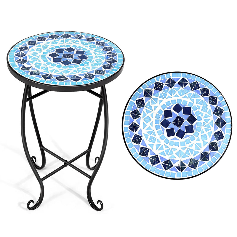 Outdoor Indoor Steel Accent Plant Stand Cobalt Table-Blue - Relaxacare