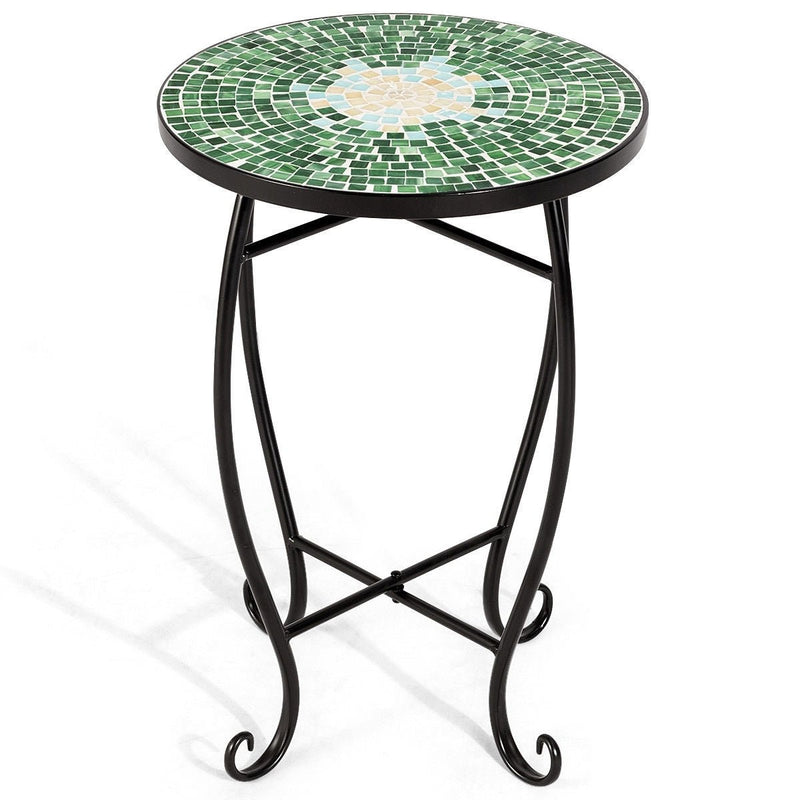 Outdoor Indoor Steel Accent Plant Stand Cobalt Table-Green - Relaxacare