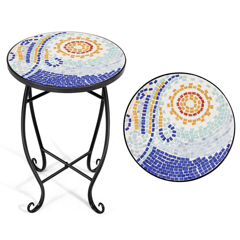 Outdoor Indoor Steel Accent Plant Stand Cobalt Table-Navy - Relaxacare