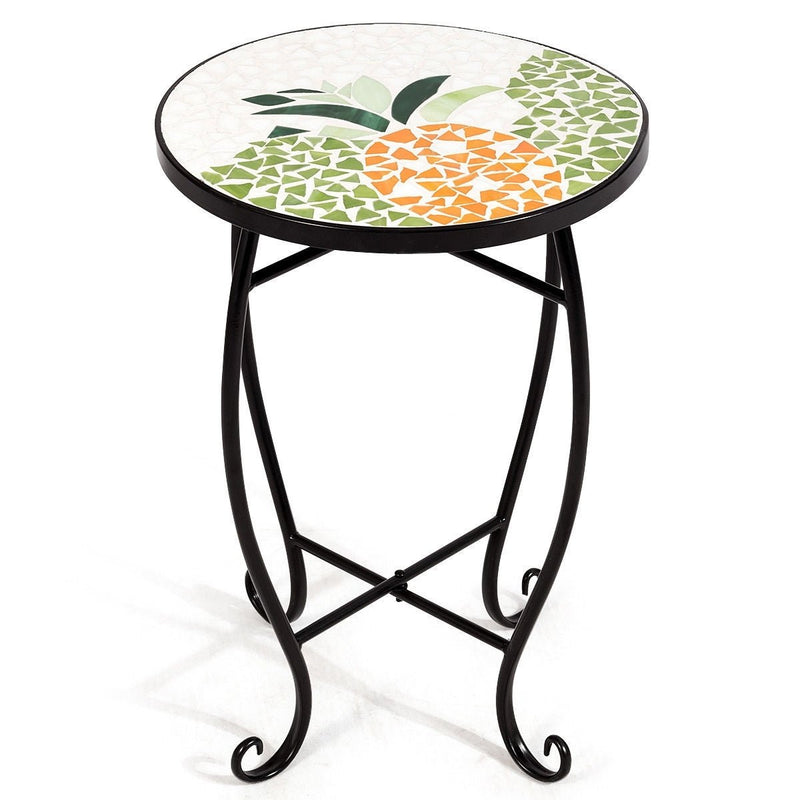 Outdoor Indoor Steel Accent Plant Stand Cobalt Table-Yellow - Relaxacare