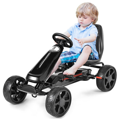 Outdoor Kids 4 Wheel Pedal Powered Riding Kart Car-Black - Relaxacare