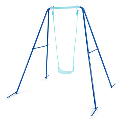 Outdoor Kids Swing Set with Heavy-Duty Metal A-Frame and Ground Stakes - Relaxacare