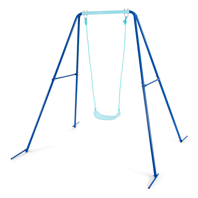 Outdoor Kids Swing Set with Heavy-Duty Metal A-Frame and Ground Stakes - Relaxacare