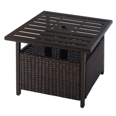 Outdoor Patio Rattan Wicker Steel Side Deck Table - Relaxacare