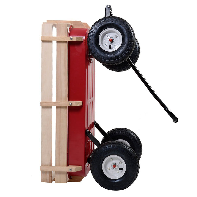 Outdoor Pulling Garden Cart Wagon with Wood Railing - Relaxacare