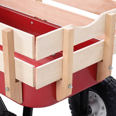 Outdoor Pulling Garden Cart Wagon with Wood Railing - Relaxacare