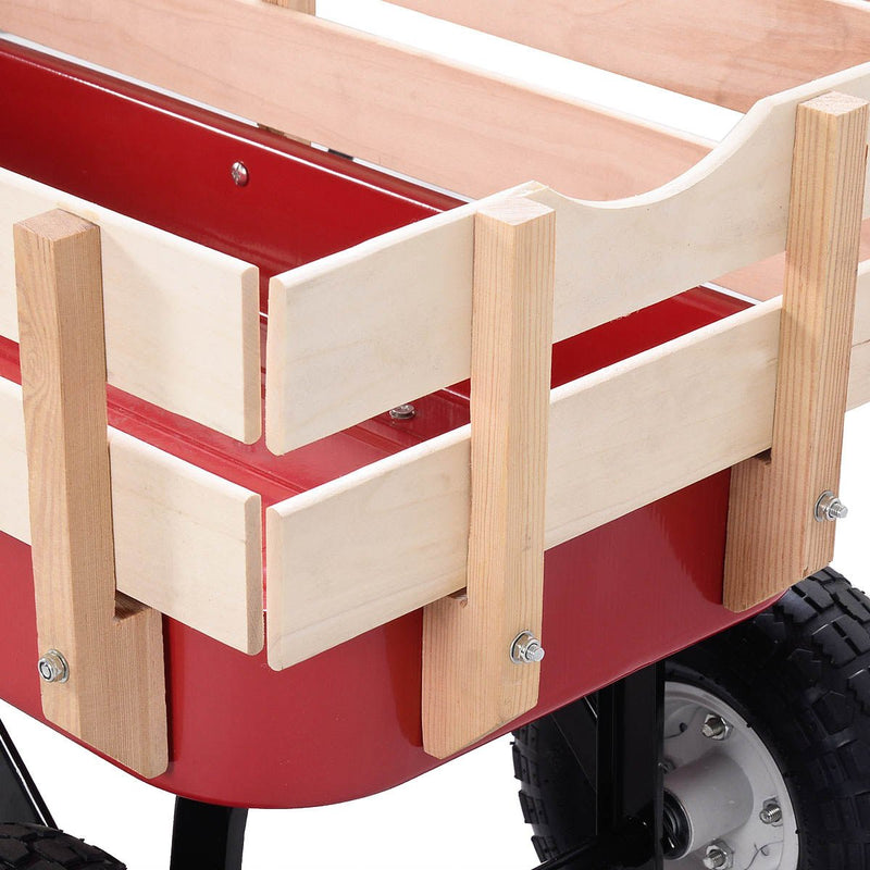 Outdoor Pulling Garden Cart Wagon with Wood Railing - Relaxacare