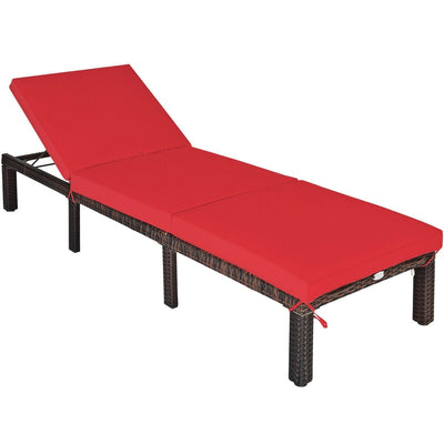 Outdoor Rattan Adjustable Cushioned Chaise-Red - Relaxacare