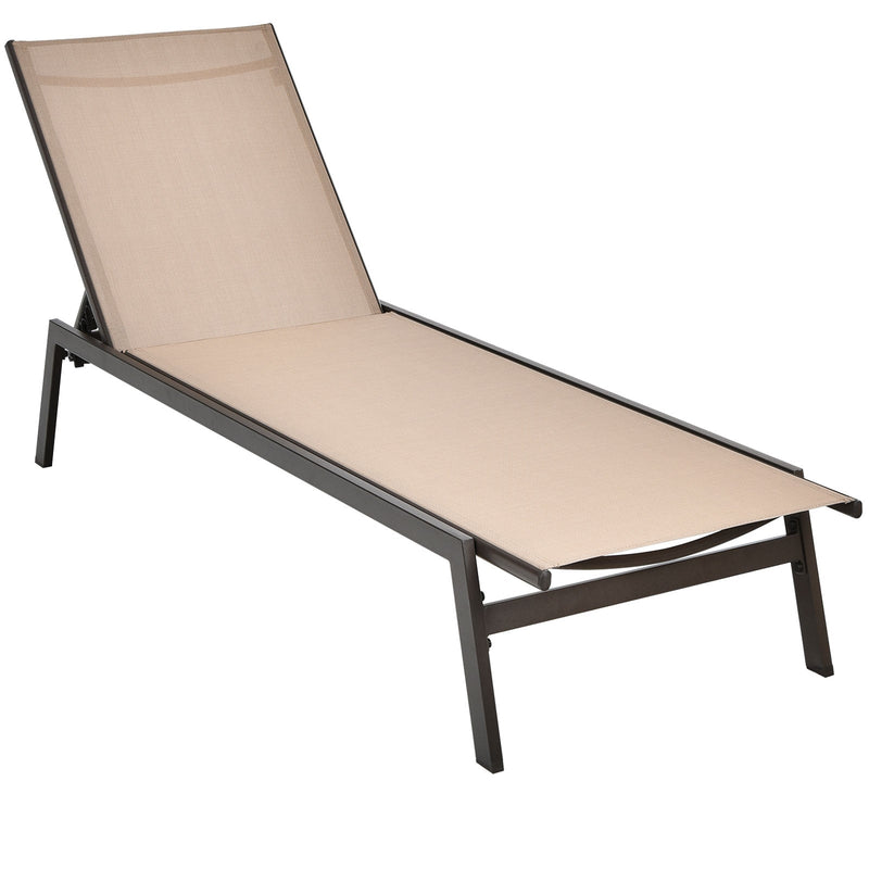 Outdoor Reclining Chaise Lounge Chair with 6-Position Adjustable Back - Relaxacare