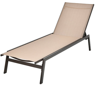 Outdoor Reclining Chaise Lounge Chair with 6-Position Adjustable Back-Brown - Relaxacare