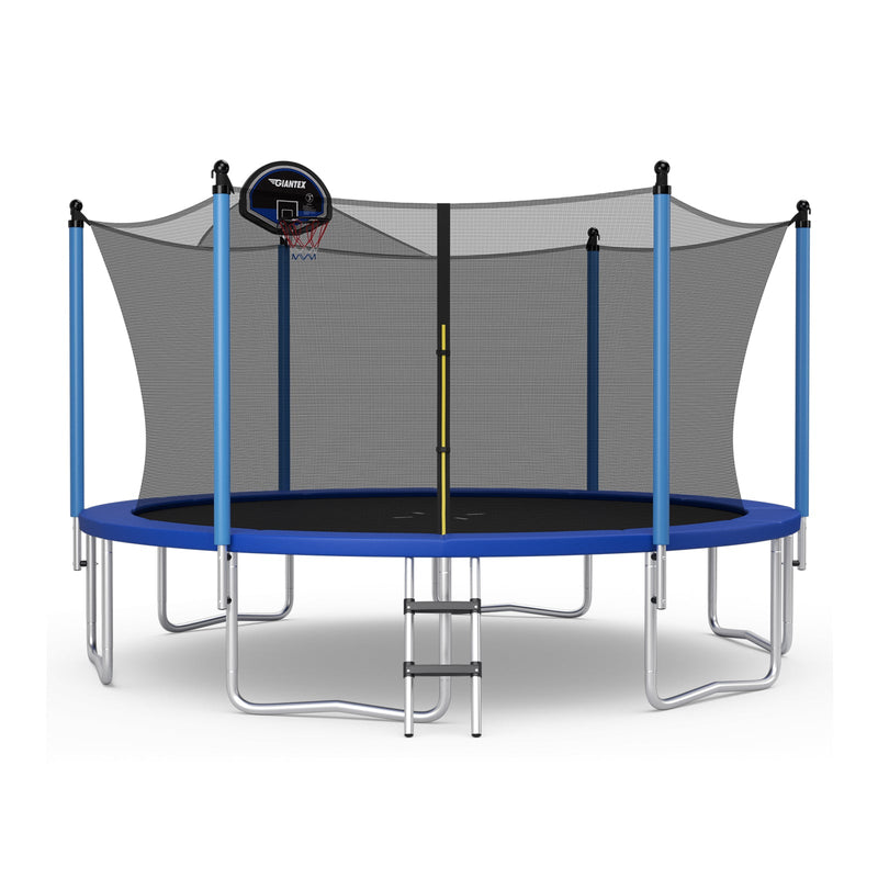 Outdoor Recreational Trampoline with Ladder and Enclosure Net-12 ft - Relaxacare