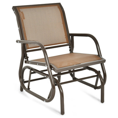 Outdoor Single Swing Glider Rocking Chair with Armrest - Relaxacare