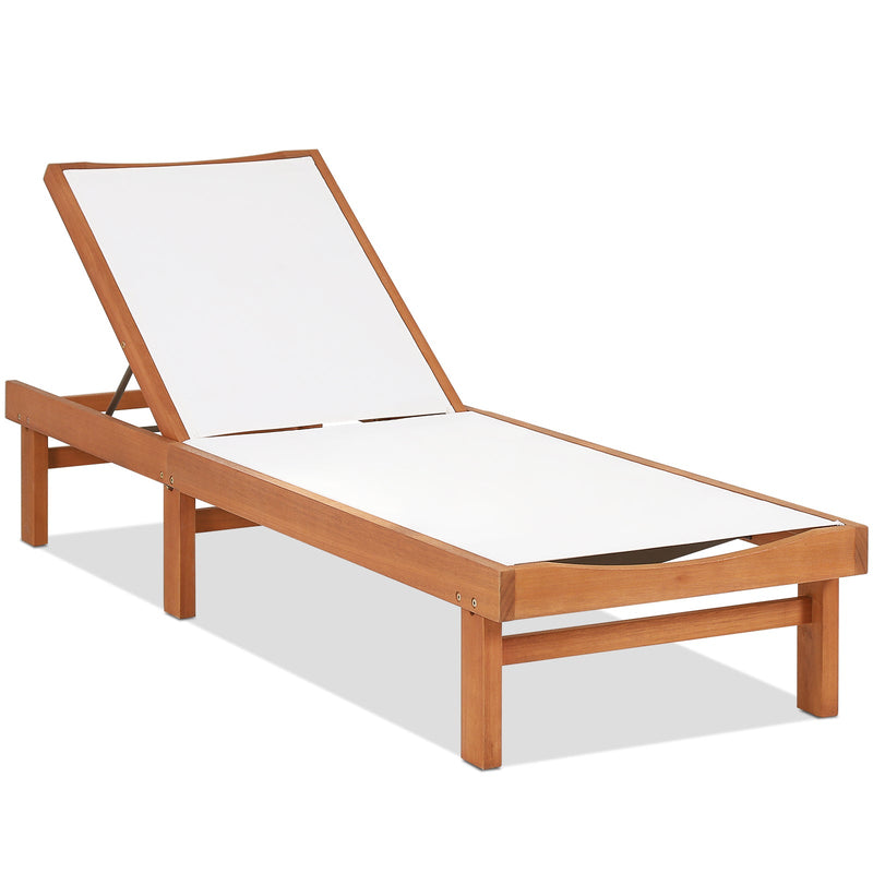 Outdoor Wood Chaise Lounge Chair with 5-Postion Adjustable Back - Relaxacare