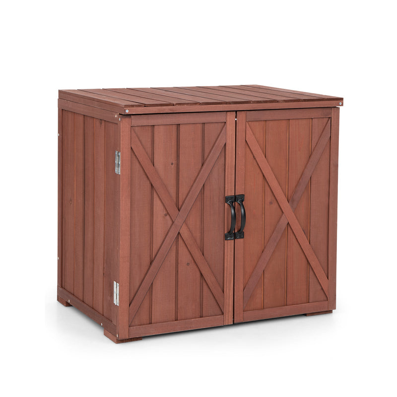 Outdoor Wooden Storage Cabinet with Double Doors - Relaxacare