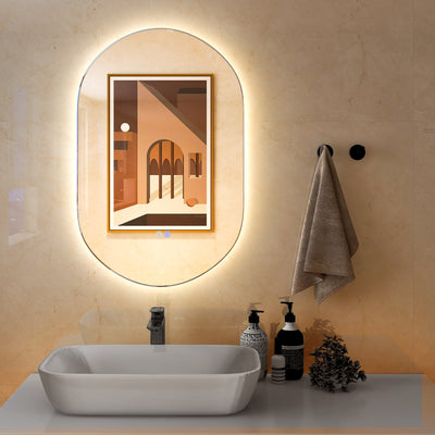 Oval LED Wall Mirror Backlit Dimmable Bathroom Wall Mounted Mirror - Relaxacare
