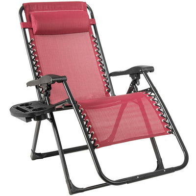 Oversize Lounge Chair Patio Heavy Duty Folding Recliner-Wine - Relaxacare