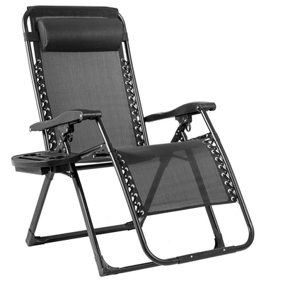 Oversize Lounge Chair with Cup Holder of Heavy Duty for outdoor-Black - Relaxacare