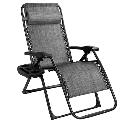 Oversize Lounge Chair with Cup Holder of Heavy Duty for outdoor-Gray - Relaxacare
