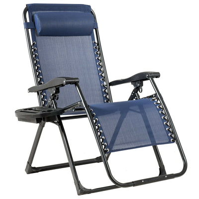 Oversize Lounge Chair with Cup Holder of Heavy Duty for outdoor-Navy - Relaxacare