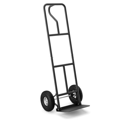 P-Handle Hand Truck with Foldable Load Plate for Warehouse Garage-Black - Relaxacare