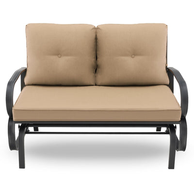 Patio 2-Person Glider Bench Rocking Loveseat Cushioned Armrest - Relaxacare
