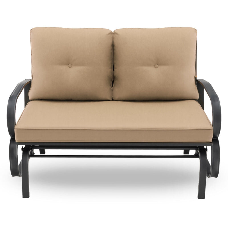 Patio 2-Person Glider Bench Rocking Loveseat Cushioned Armrest - Relaxacare