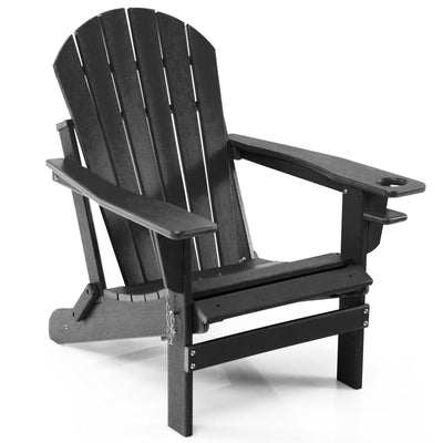 Patio All-Weather Folding Adirondack Chair with Pull-Out Ottoman - Relaxacare