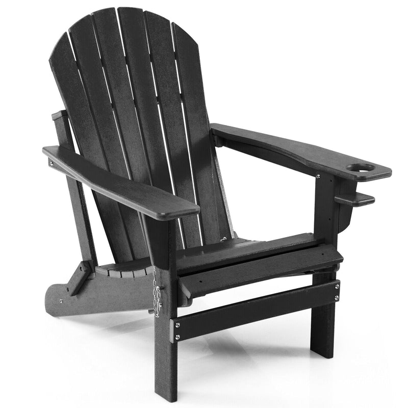 Patio All-Weather Folding Adirondack Chair with Pull-Out Ottoman - Relaxacare