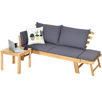 Patio Convertible Solid Wood Sofa with Cushion - Relaxacare