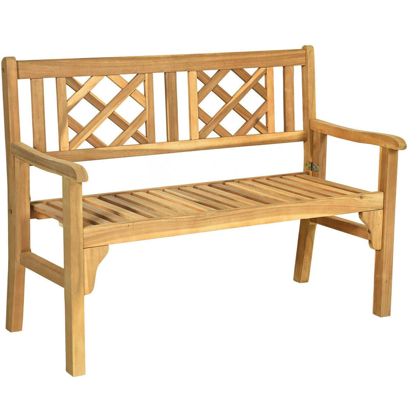 Patio Foldable Bench with Curved Backrest and Armrest - Relaxacare