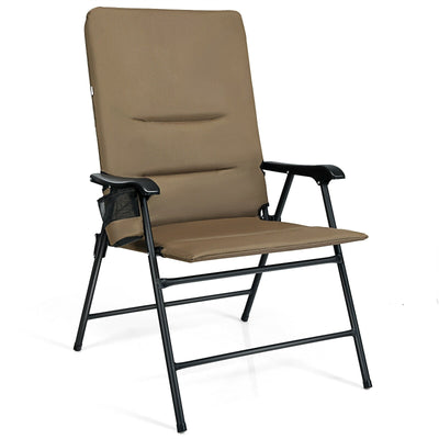Patio Folding Padded Chair with High Backrest and Cup Holder - Relaxacare