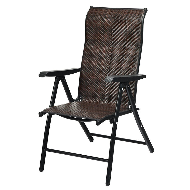 Patio Rattan Folding Chair with Armrest - Relaxacare