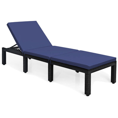 Patio Rattan Height Adjustable Lounge Chair with 2 Set of Cushion Cover - Relaxacare