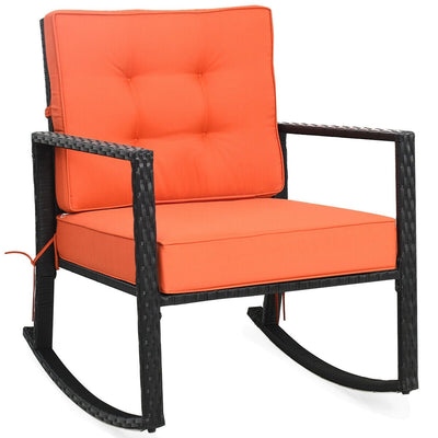 Patio Rattan Rocker Outdoor Glider Rocking Chair Cushion Lawn - Relaxacare