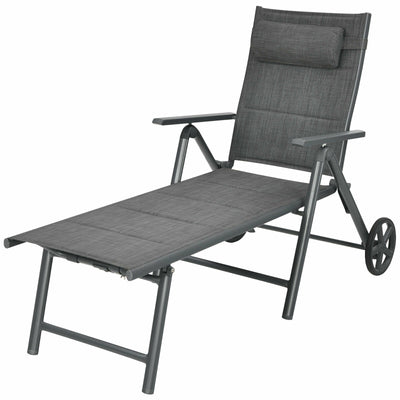 Patio Reclining Chaise Lounge with Adjust Neck Pillow - Relaxacare
