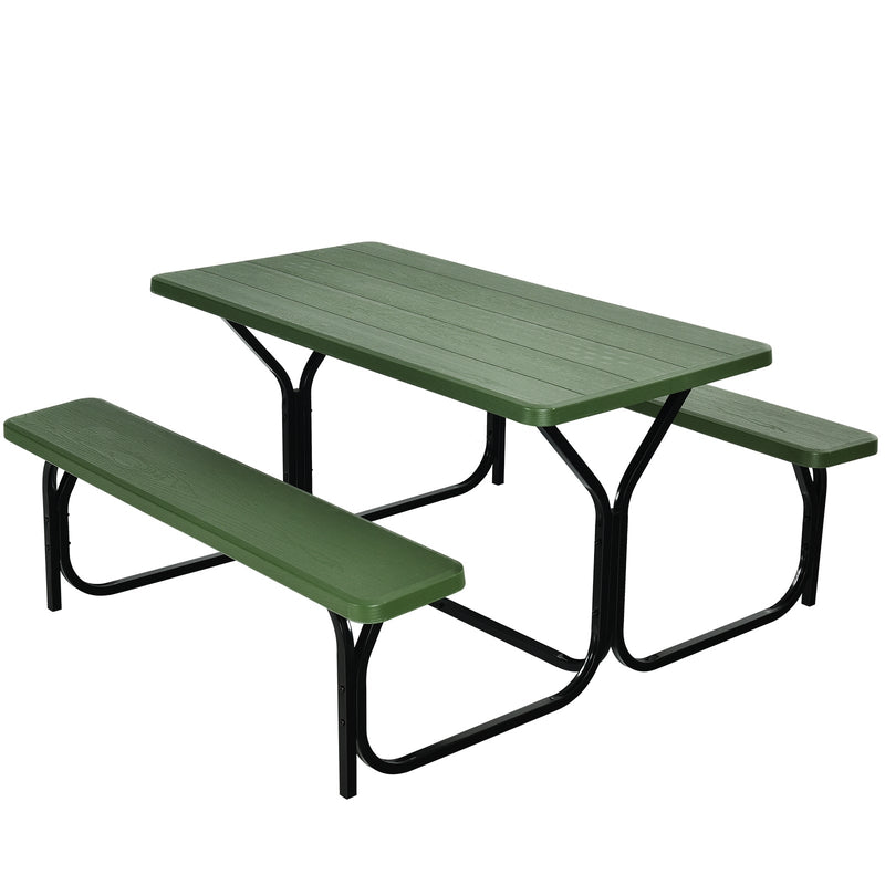 Picnic Table Bench Set for Outdoor Camping -Green - Relaxacare