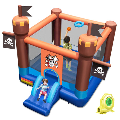 Pirate-Themed Inflatable Bounce Castle with Large Jumping Area and 735W Blower - Relaxacare